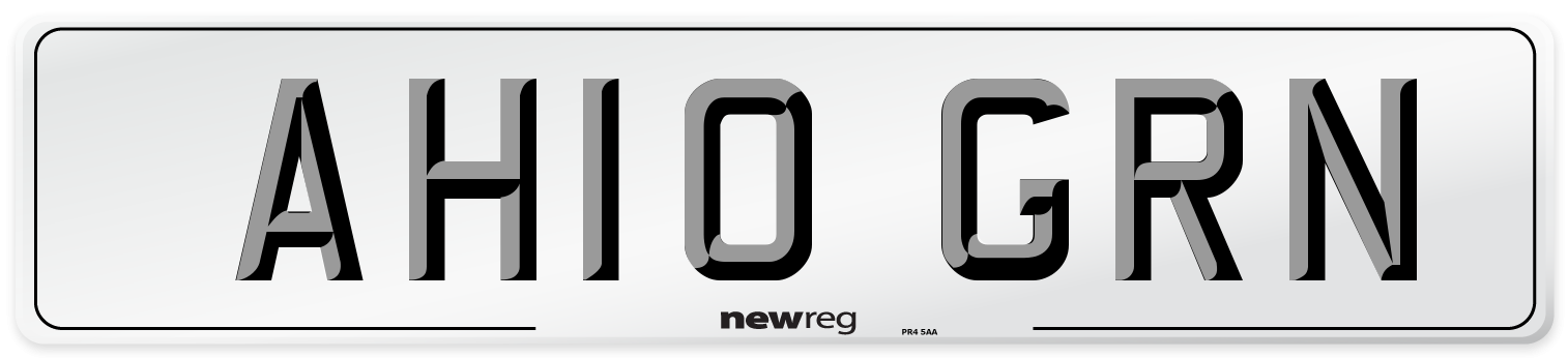 AH10 GRN Number Plate from New Reg